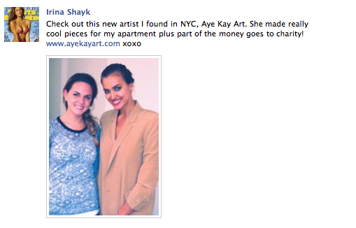 Sports Illustrated Model Irina Shayk Gets Aye Kay Art